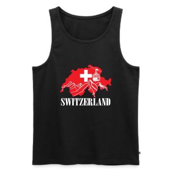 Suisse Carte Drapeau Suisse - Débardeur bio Premium Homme - noir - Devant - Michal (187cm)
