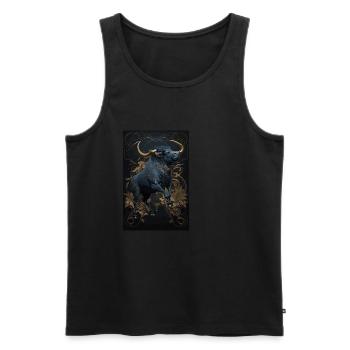Stier - Männer Premium Bio Tank Top - Schwarz - Vorne - AI Model Male 178 light (178cm)