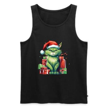 Katze Weihnachten Weihnachtselfe Geschenke Mütze - Männer Premium Bio Tank Top - Schwarz - Vorne - Michal (187cm)