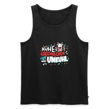 Kühe Erschrecken Ist Unkuhl - Men's Premium Organic Tank Top - black - Front - AI Model Male 178 light (178cm)