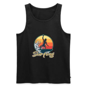 surfant - Débardeur bio Premium Homme - noir - Devant - Michal (187cm)
