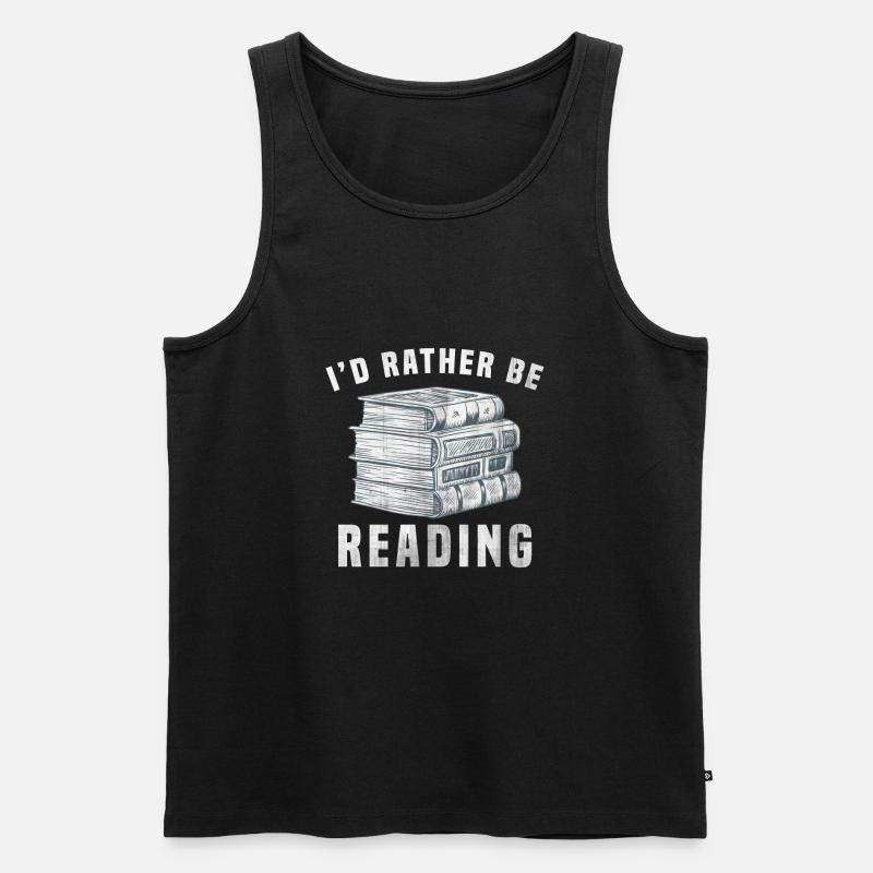 Ich würde lieber lesen - Männer Premium Bio Tank Top - Schwarz