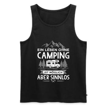 Ein Leben ohne Camping ist möglich aber sinnlos - Männer Premium Bio Tank Top - Schwarz - Vorne - Michal (187cm)