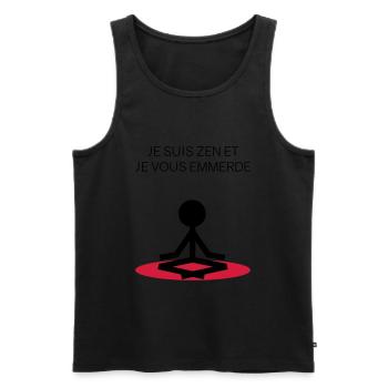 je suis zen et je vous emmerde - Débardeur bio Premium Homme - noir - Devant - AI Model Male 178 light (178cm)