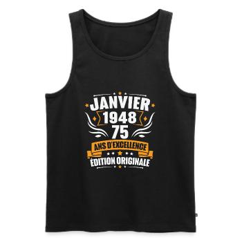 Jahrgangsgeschenk Januar 1948, 75-jähriges Jubiläum - Männer Premium Bio Tank Top - Schwarz - Vorne - Michal (187cm)