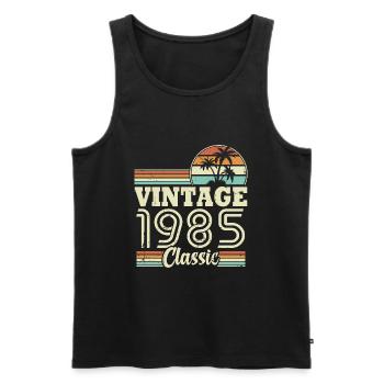 Vintage 1985 Classic, Cadeau D'anniversaire 38 Ans - Débardeur bio Premium Homme - noir - Devant - Michal (187cm)