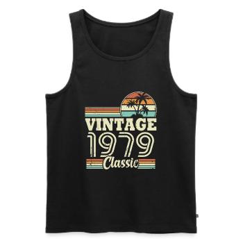 Vintage 1979 Classic, Cadeau D'anniversaire 44 Ans - Débardeur bio Premium Homme - noir - Devant - Michal (187cm)