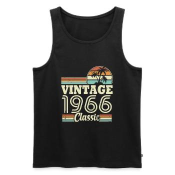 Vintage 1966 Classic, Cadeau D'anniversaire 57 Ans - Débardeur bio Premium Homme - noir - Devant - AI Model Male 178 light (178cm)
