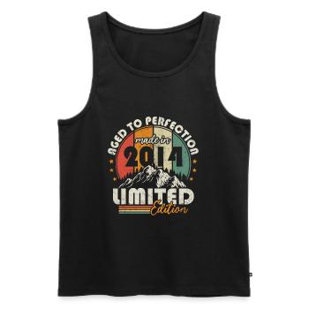 Vintage 2014 retro vintage birthday gift - Men's Premium Organic Tank Top - black - Front - AI Model Male 178 light (178cm)