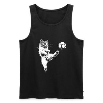 Katze Fußball Fussballer - Männer Premium Bio Tank Top - Schwarz - Vorne - Michal (187cm)