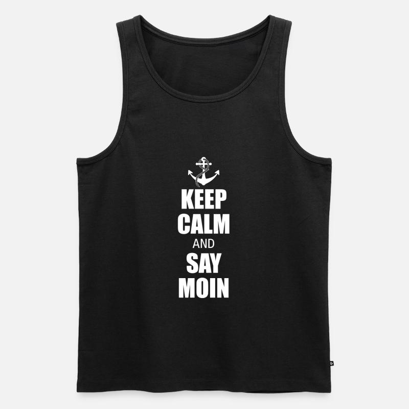 Keep calm and say Moin - Männer Premium Bio Tank Top - Schwarz
