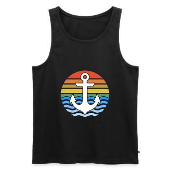 Ancre au coucher du soleil - Débardeur bio Premium Homme - noir - Devant - Michal (187cm)