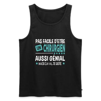 Chirurgien génial. Cadeau métier médecin chirurgie - Débardeur bio Premium Homme - noir - Devant - AI Model Male 178 light (178cm)