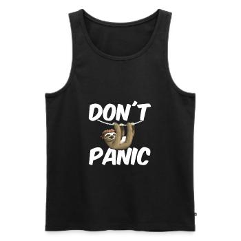 Sloth Don't Panic - Men's Premium Organic Tank Top - black - Front - AI Model Male 178 light (178cm)