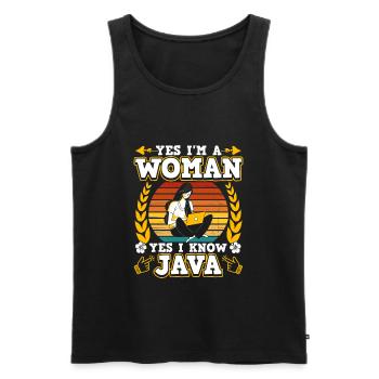 Yes I'm A Woman Yes I Know Java - Männer Premium Bio Tank Top - Schwarz - Vorne - Michal (187cm)