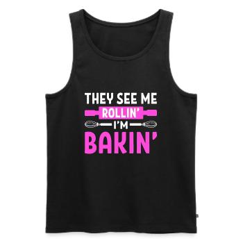 They See Me Rollin' I'm Bakin' Konditor - Männer Premium Bio Tank Top - Schwarz - Vorne - Michal (187cm)