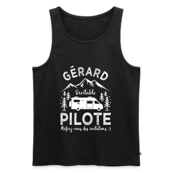 Gérard véritable pilote camping car Humour - Débardeur bio Premium Homme - noir - Devant - Michal (187cm)
