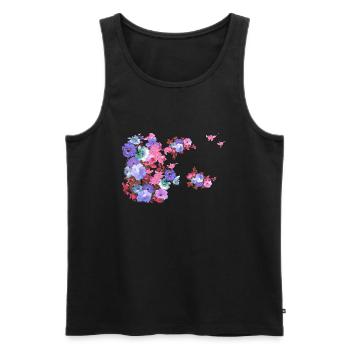 Fleurs,Fleur,Printemps,Fleurs,Rose,Violet - Débardeur bio Premium Homme - noir - Devant - Michal (187cm)