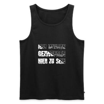 ich wurde gezwungen hier zu sein Lustiger Spruch - Männer Premium Bio Tank Top - Schwarz - Vorne - Michal (187cm)