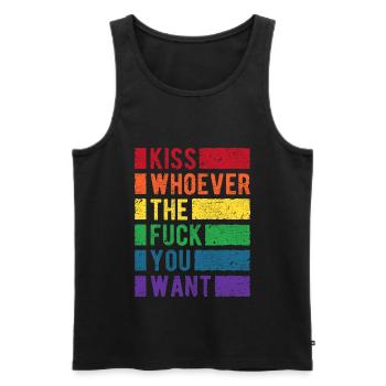 Kiss You Want LGBT Arc-en-ciel Pride - Débardeur bio Premium Homme - noir - Devant - AI Model Male 178 light (178cm)