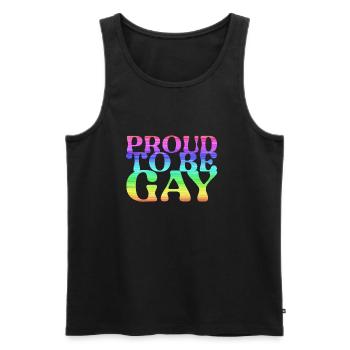 proud to be gay,gay,LGBT,Regenbogen - Männer Premium Bio Tank Top - Schwarz - Vorne - Michal (187cm)
