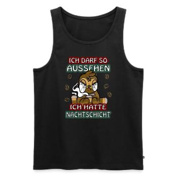 Ich hatte Nachtschicht Kaffee müde Faultier - Männer Premium Bio Tank Top - Schwarz - Vorne - Michal (187cm)
