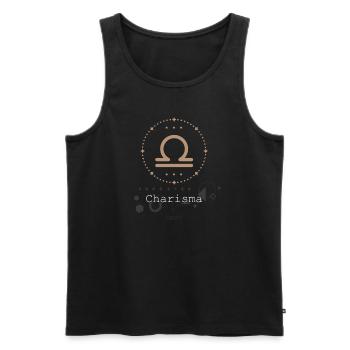 Signe du zodiaque Astrologie Minimaliste Géométrique Balance A - Débardeur bio Premium Homme - noir - Devant - AI Model Male 178 light (178cm)