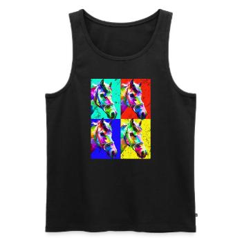 Pop Art Cheval Ferme Animal Lover Drôle Cheval Ri - Débardeur bio Premium Homme - noir - Devant - Michal (187cm)