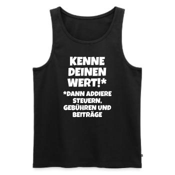 Lustiger Spruch Für Deutsche Kenne Deinen Wert - Männer Premium Bio Tank Top - Schwarz - Vorne - Michal (187cm)