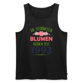 Jahrgang 1993 Blumen Spruch Geburtstag Geschenk - Männer Premium Bio Tank Top - Schwarz - Vorne - Michal (187cm)
