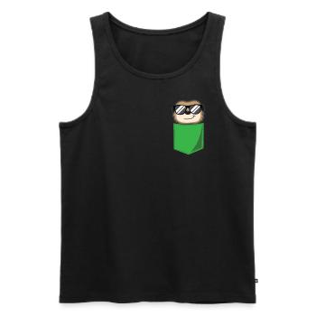 Suricate drôle dans la poche de poitrine Imprimer Cadeau - Débardeur bio Premium Homme - noir - Devant - Michal (187cm)