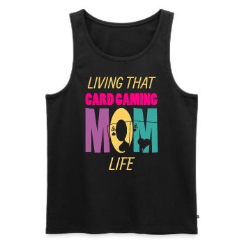 Vivre ce jeu de cartes Joueur de cartes Mom Life - Débardeur bio Premium Homme - noir - Devant - AI Model Male 178 light (178cm)