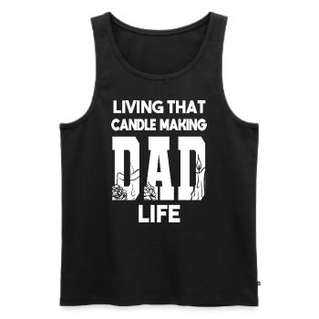Vivre cette bougie faire papa vie fabricant de bougies - Débardeur bio Premium Homme - noir - Devant - AI Model Male 178 light (178cm)