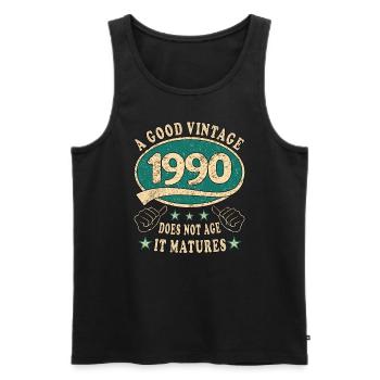 33rd Birthday 1990 33 Good vintage - Men's Premium Organic Tank Top - black - Front - Michal (187cm)