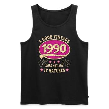 33rd Birthday 1990 33 Good vintage - Men's Premium Organic Tank Top - black - Front - Michal (187cm)