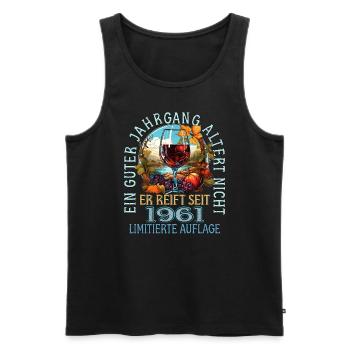 62. Geburtstag 1961 62er Guter Jahrgang - Männer Premium Bio Tank Top - Schwarz - Vorne - Michal (187cm)