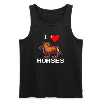 Cheval pixélisé Ferme Animal Lover Farmer Cheval Propre - Débardeur bio Premium Homme - noir - Devant - AI Model Male 178 light (178cm)