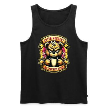 Guten Morgen Teddybär Morgenmuffel Lustiger Spruch - Männer Premium Bio Tank Top - Schwarz - Vorne - Michal (187cm)