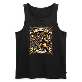 1955 Geburtstag Biker Ein Guter Jahrgang Altert - Männer Premium Bio Tank Top - Schwarz - Vorne - Michal (187cm)