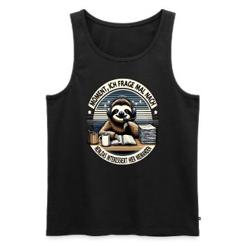 Moment Ich Frage Nach Faultier Call-Center - Männer Premium Bio Tank Top - Schwarz - Vorne - AI Model Male 178 light (178cm)