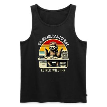 lustiger faLustiger Faultier Spruch Arbeitsplatz - Männer Premium Bio Tank Top - Schwarz - Vorne - Michal (187cm)
