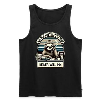 lustiger faLustiger Faultier Spruch Arbeitsplatz - Männer Premium Bio Tank Top - Schwarz - Vorne - Michal (187cm)