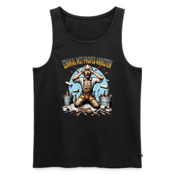 Einmal Mit Profis Arbeiten lustiger Maler-Meister - Männer Premium Bio Tank Top - Schwarz - Vorne - AI Model Male 178 light (178cm)