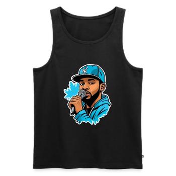 MC mit Mikrofon - Männer Premium Bio Tank Top - Schwarz - Vorne - AI Model Male 178 light (178cm)