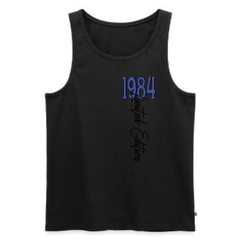 1984 Vintage anniversaire drôles dictons - Débardeur bio Premium Homme - noir - Devant - AI Model Male 178 light (178cm)