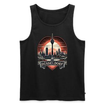 Düsseldorf Skyline Herz Liebe Heimat - Männer Premium Bio Tank Top - Schwarz - Vorne - Michal (187cm)