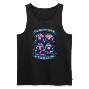 lustiger weise Affen Spruch Handy social media - Männer Premium Bio Tank Top - Schwarz - Vorne - AI Model Male 178 light (178cm)