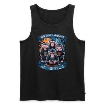 funny way monkey saying cell phone social media - Men's Premium Organic Tank Top - black - Front - AI Model Male 178 light (178cm)