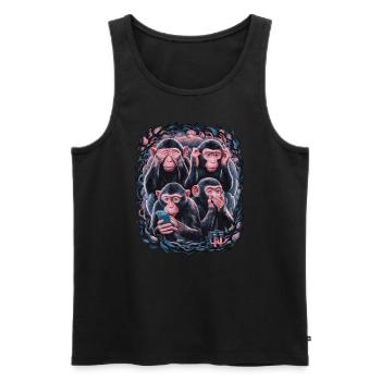 Wise Monkey With Mobile Phone Funny Multi Media Design - Men's Premium Organic Tank Top - black - Front - AI Model Male 178 light (178cm)