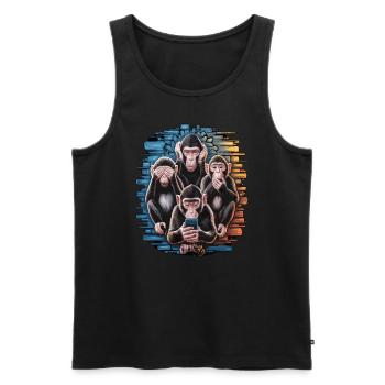 Wise Monkey With Mobile Phone Funny Multi Media Design - Men's Premium Organic Tank Top - black - Front - AI Model Male 178 light (178cm)